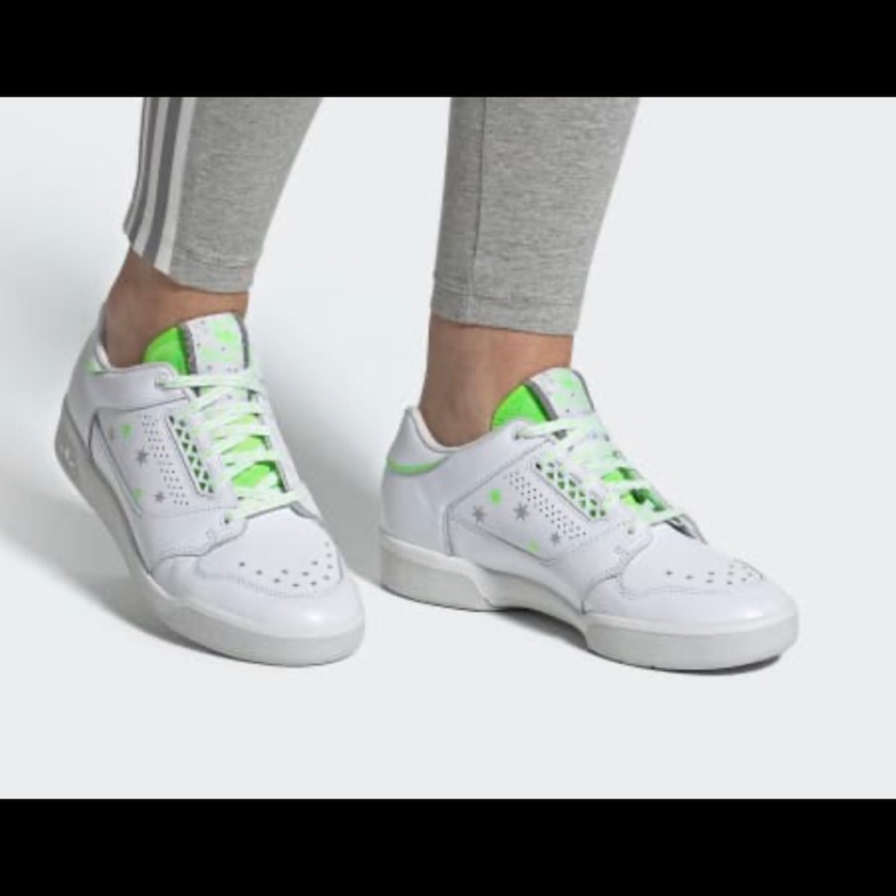 Adidas White Green Slam Court Low Top Sneaker